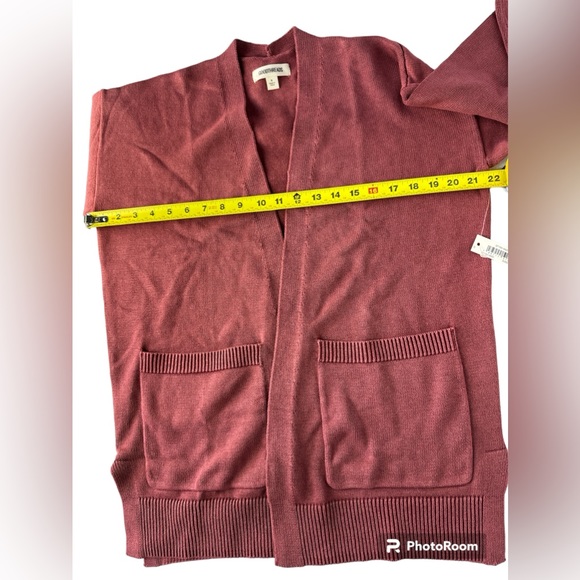 Goodthreads Women Mineral Wash Burgundy Open Cardigan Sweater Size Small - Picture 8 of 11